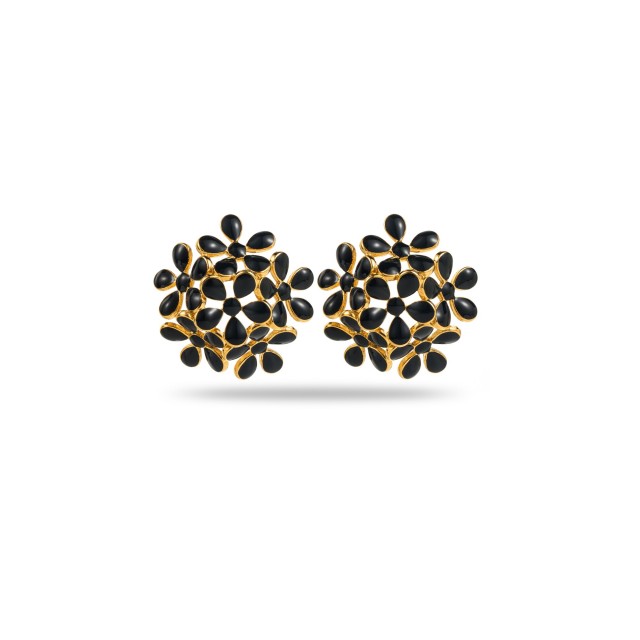 Colored Flower Bouquet Studs Earrings Color:Black