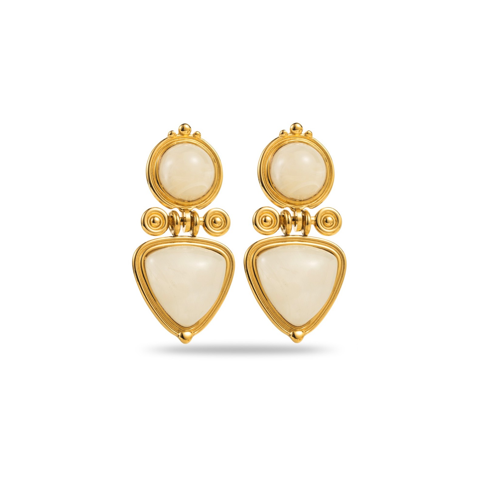 Royal Earrings with Double Studs Color:White