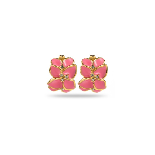 Colorful Flower Petals Earrings Encrusted with Strass Color:Pink