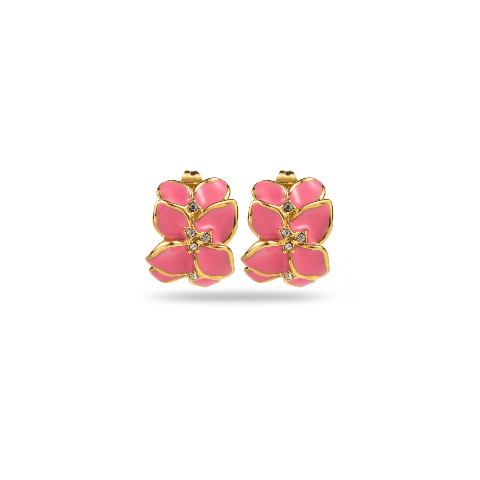 Colorful Flower Petals Earrings Encrusted with Strass Color:Pink