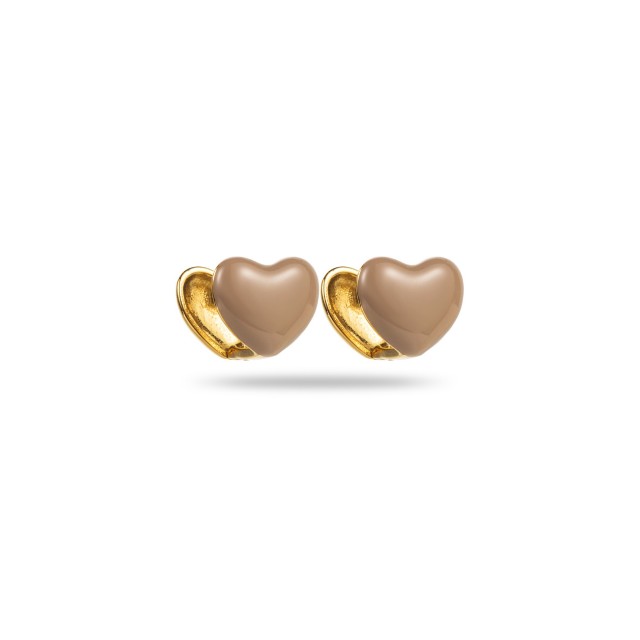 Mini Colored Heart Studs Earrings Color:Taupe