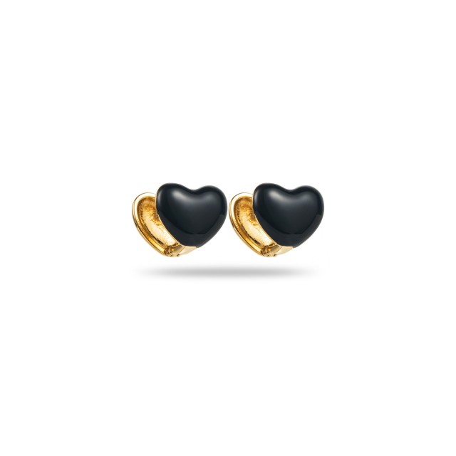 Mini Colored Heart Studs Earrings Color:Black