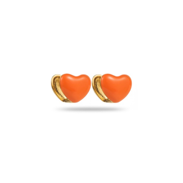 Mini Colored Heart Studs Earrings Color:Orange