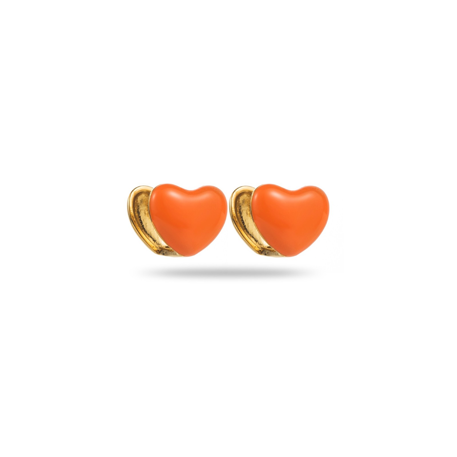 Mini Colored Heart Studs Earrings Color:Orange