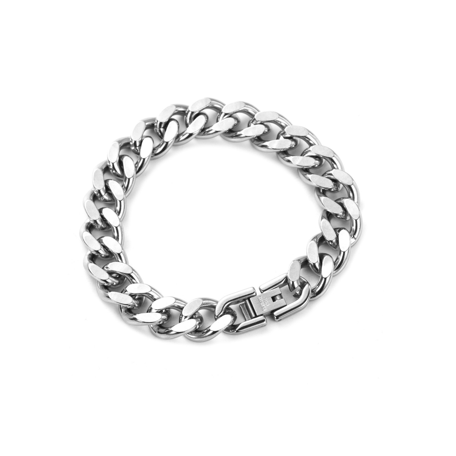 Bracelet Chaine Large Maille Gourmette Limé Couleur:Argent