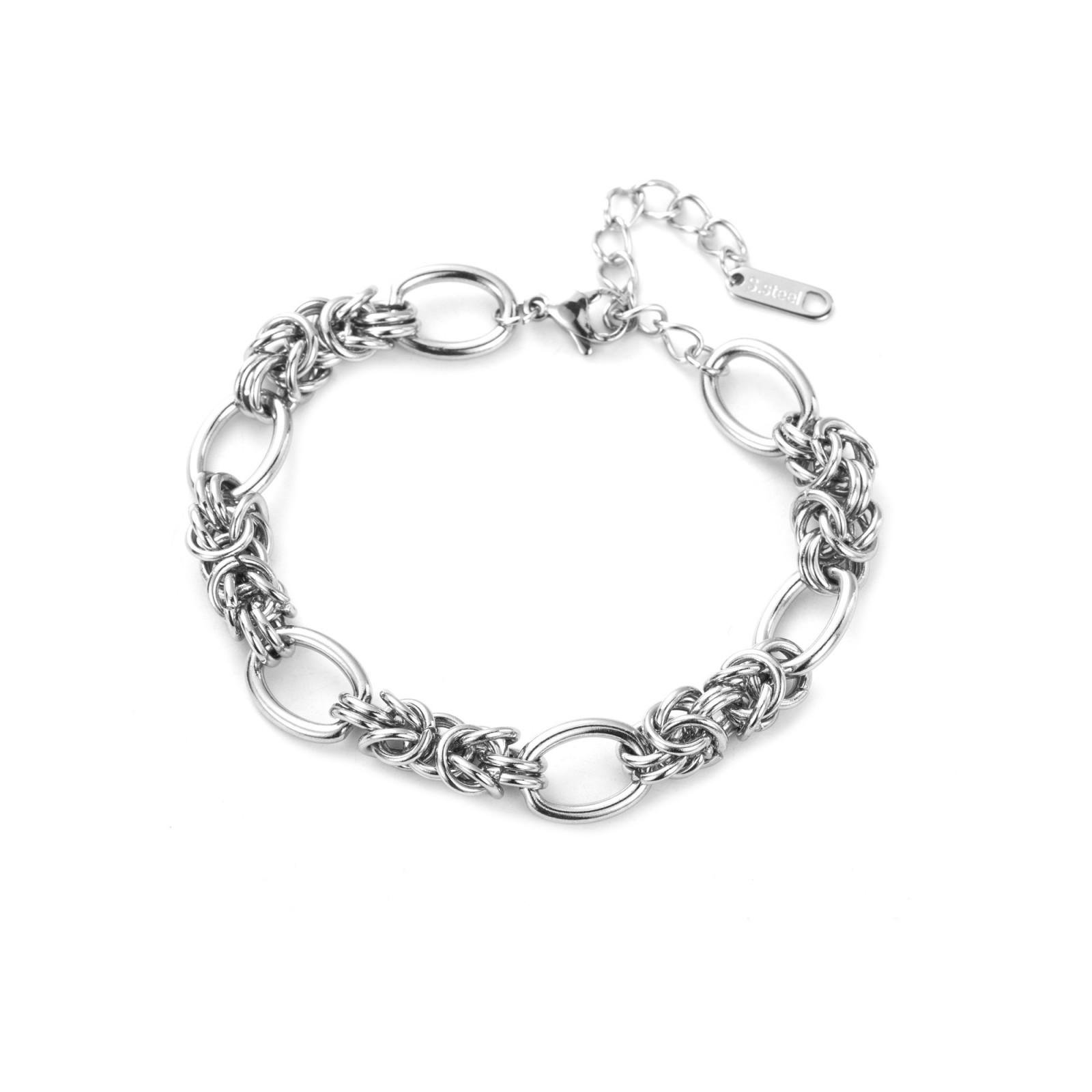 Bracelet Maille Royale avec Chaine Classique Couleur:Argent