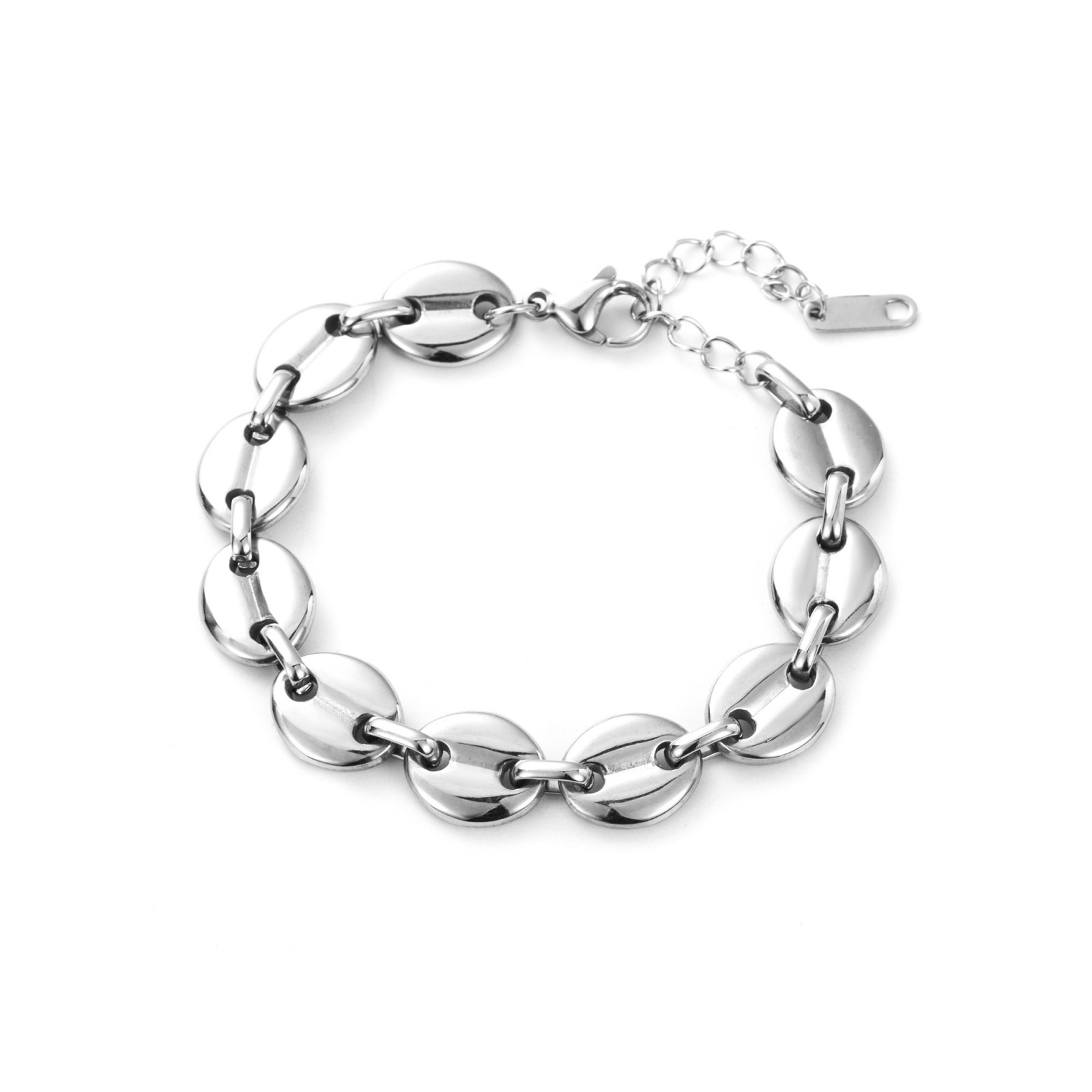 Bracelet Chaine de Maille Grain de Café Couleur:Argent