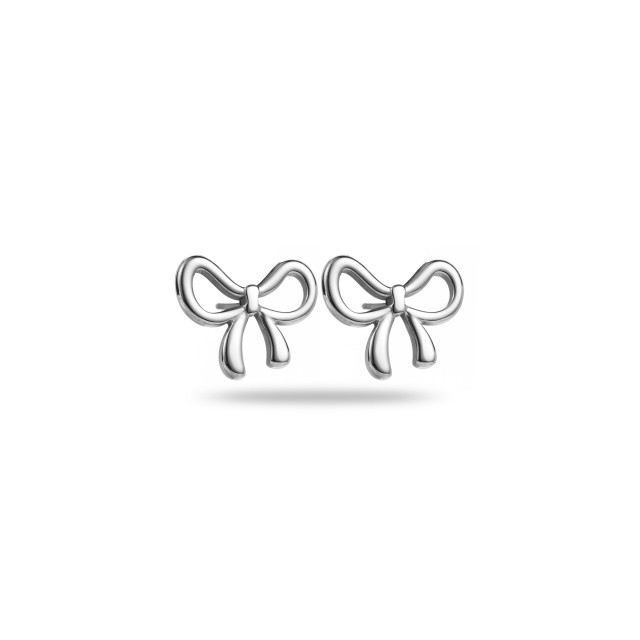 Polished Mini Ribbon Studs Earrings Color:Silver