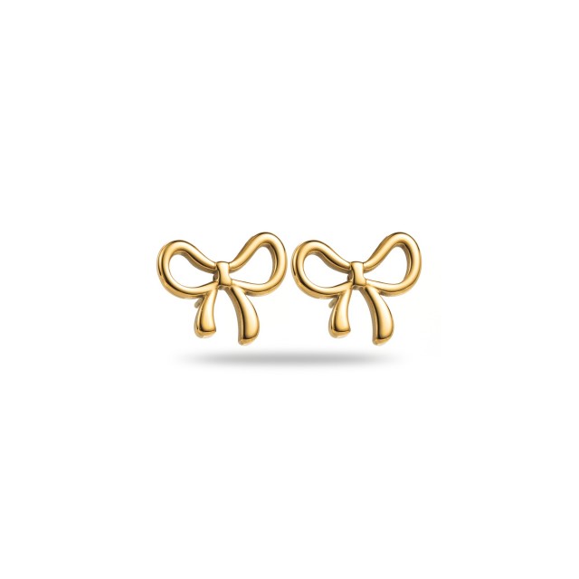 Polished Mini Ribbon Studs Earrings Color:Gold