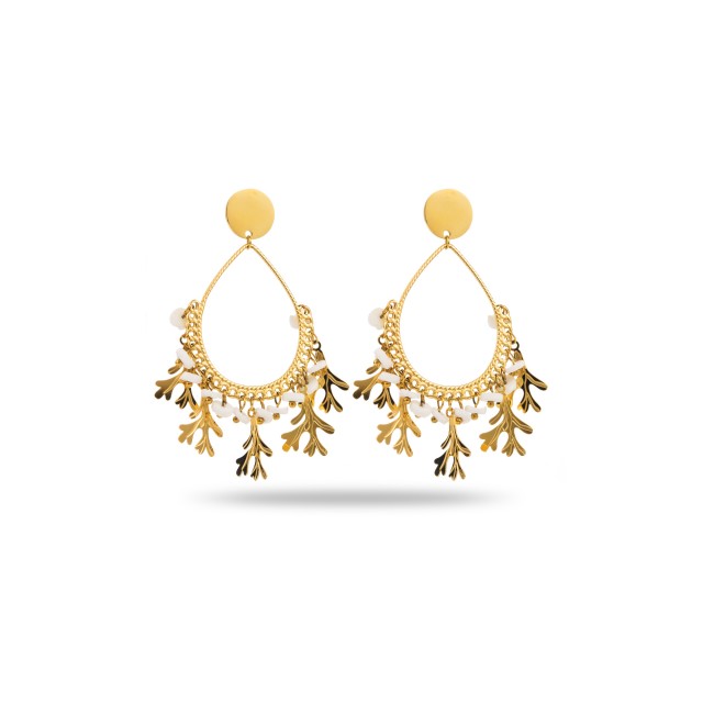 Summer Hoops Earrings with Marine Seaweed 