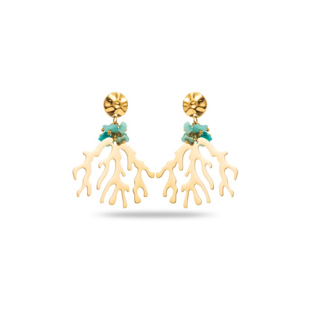 Seaweed Hanging Earrings Stone:Amazonite