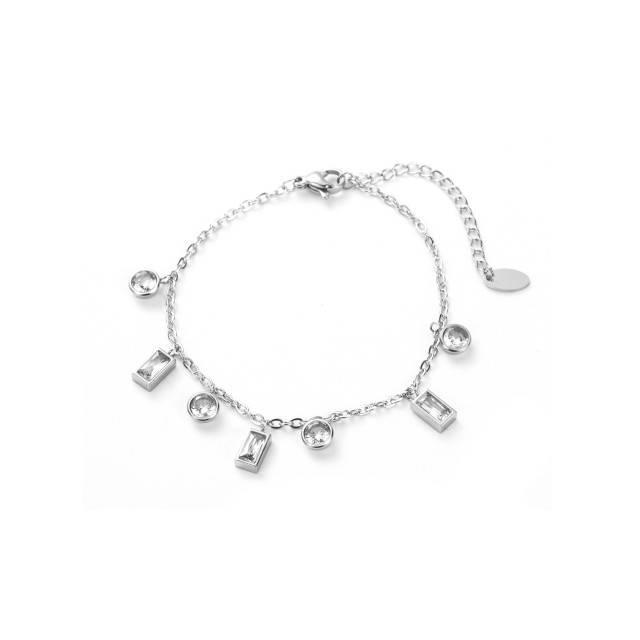 Bracelet Farandole de Strass Rectangle et Carré Couleur:Argent