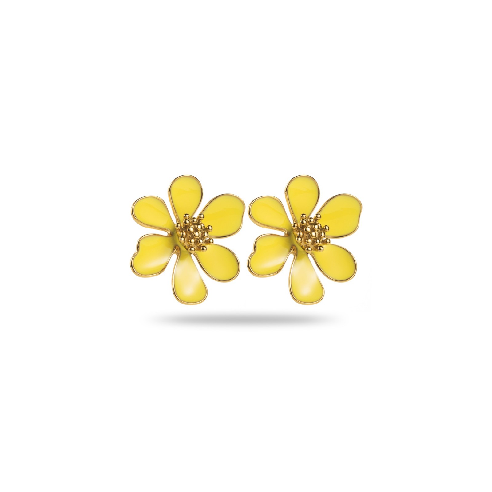 Six Colored Flower Petals Earrings Color:Yellow