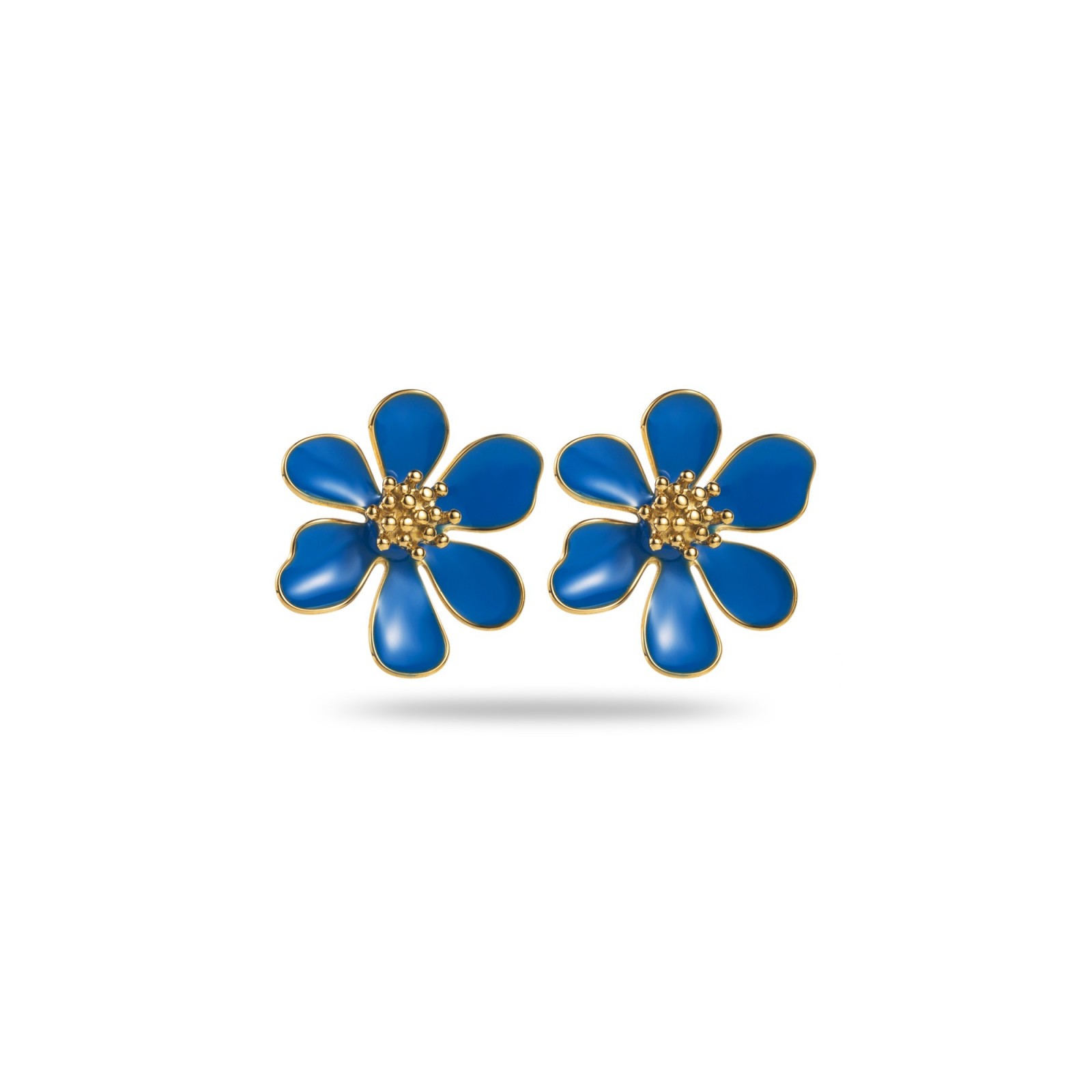 Six Colored Flower Petals Earrings Color:Blue