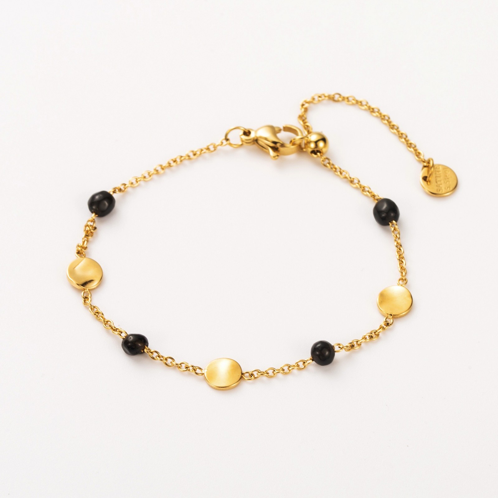 Bracelet Trio de Pampilles et Perles de Pierre Pierre :Onyx