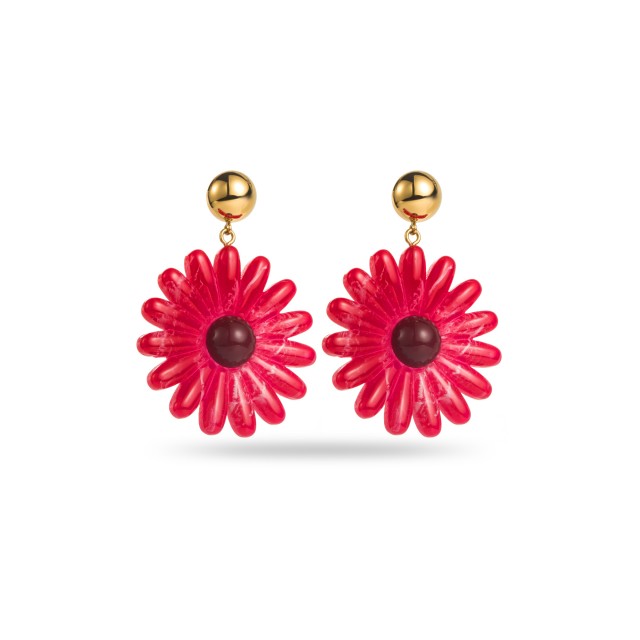 Large Colorful Daisy Steel Bead Earrings