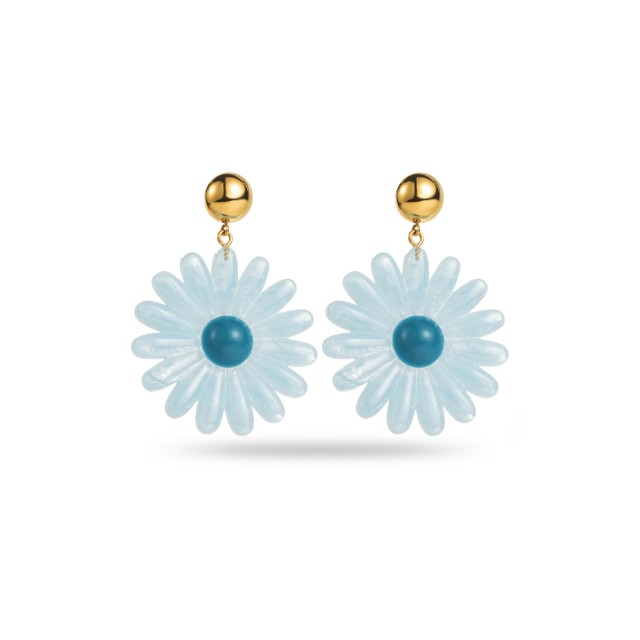 Large Colorful Daisy Steel Bead Earrings