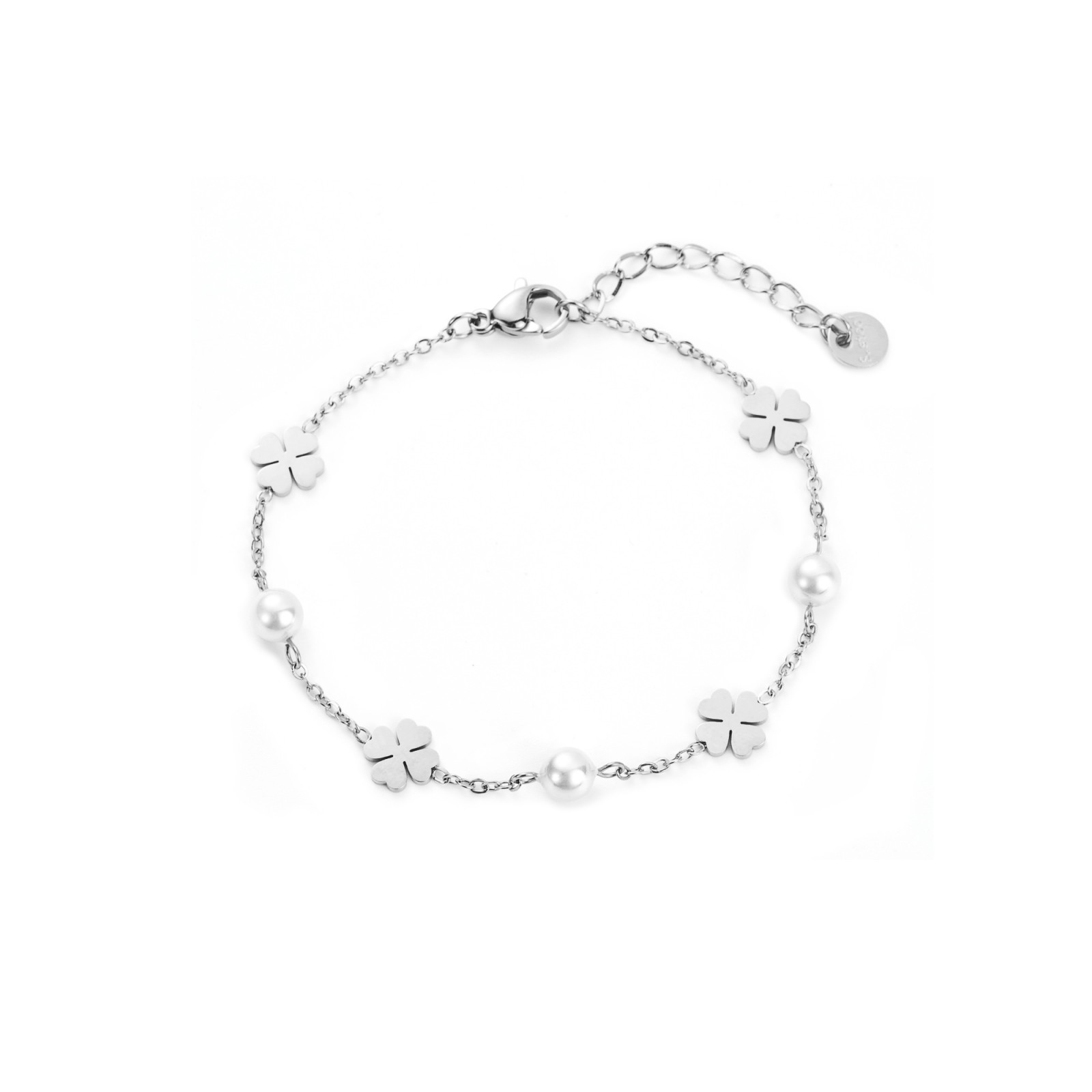 Mother-of-Pearl and Steel Daisy Farandole Chain Bracelet