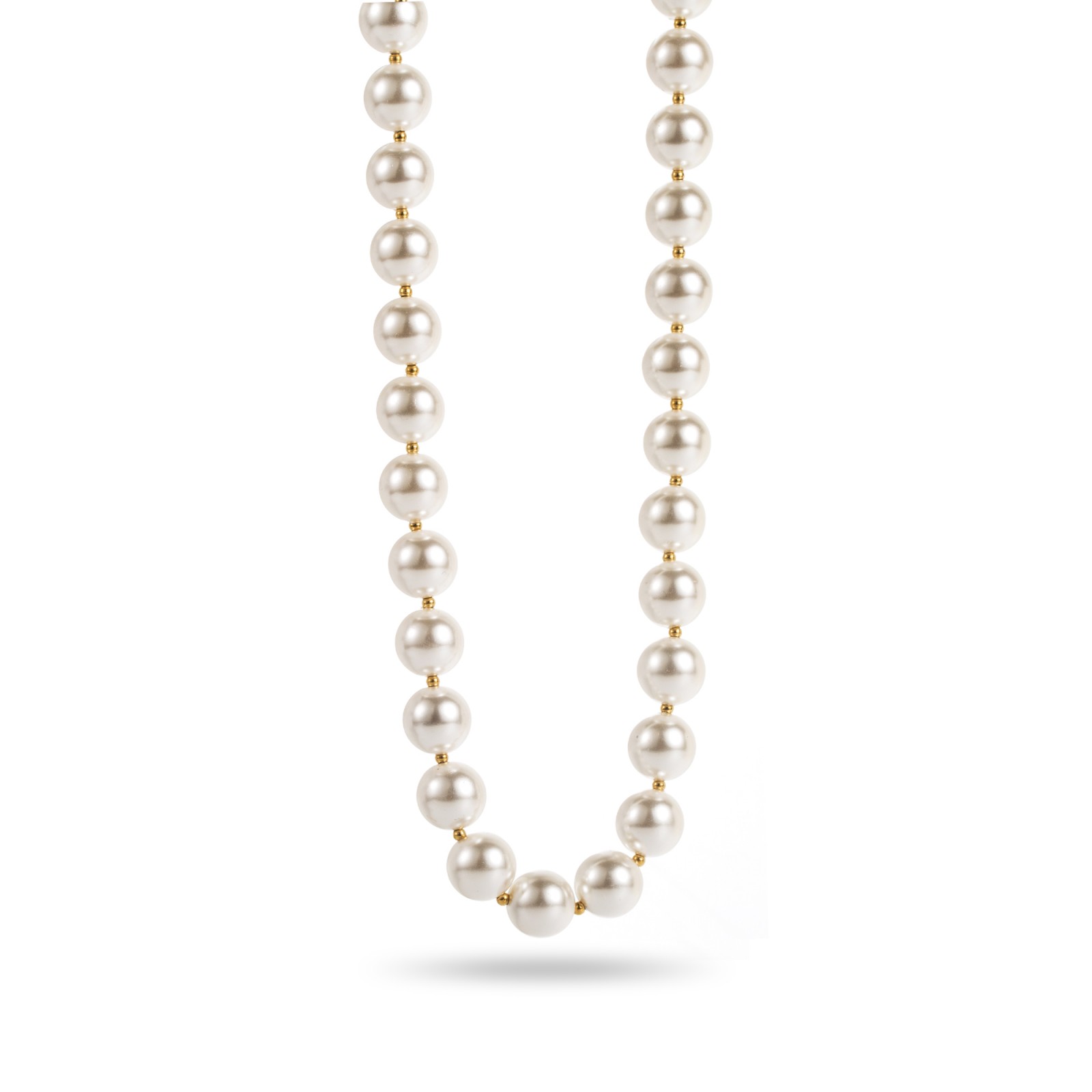 Faux Pearl Necklace with Gold Detail XL