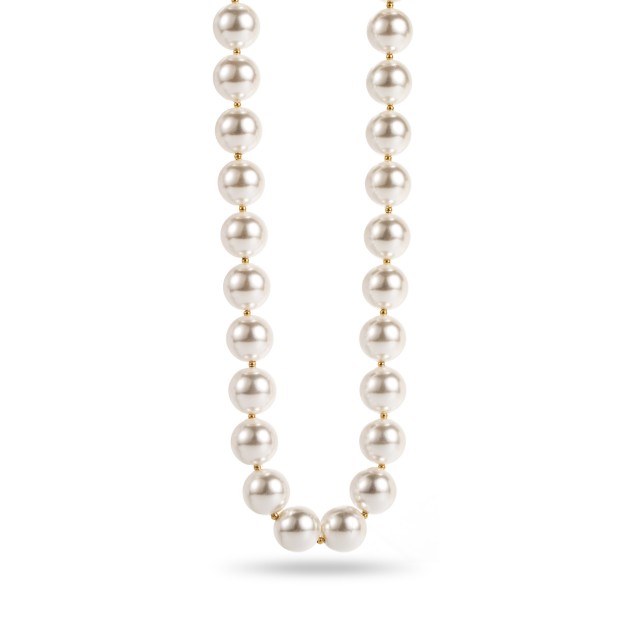 Faux Pearl Necklace with Gold Detail XL