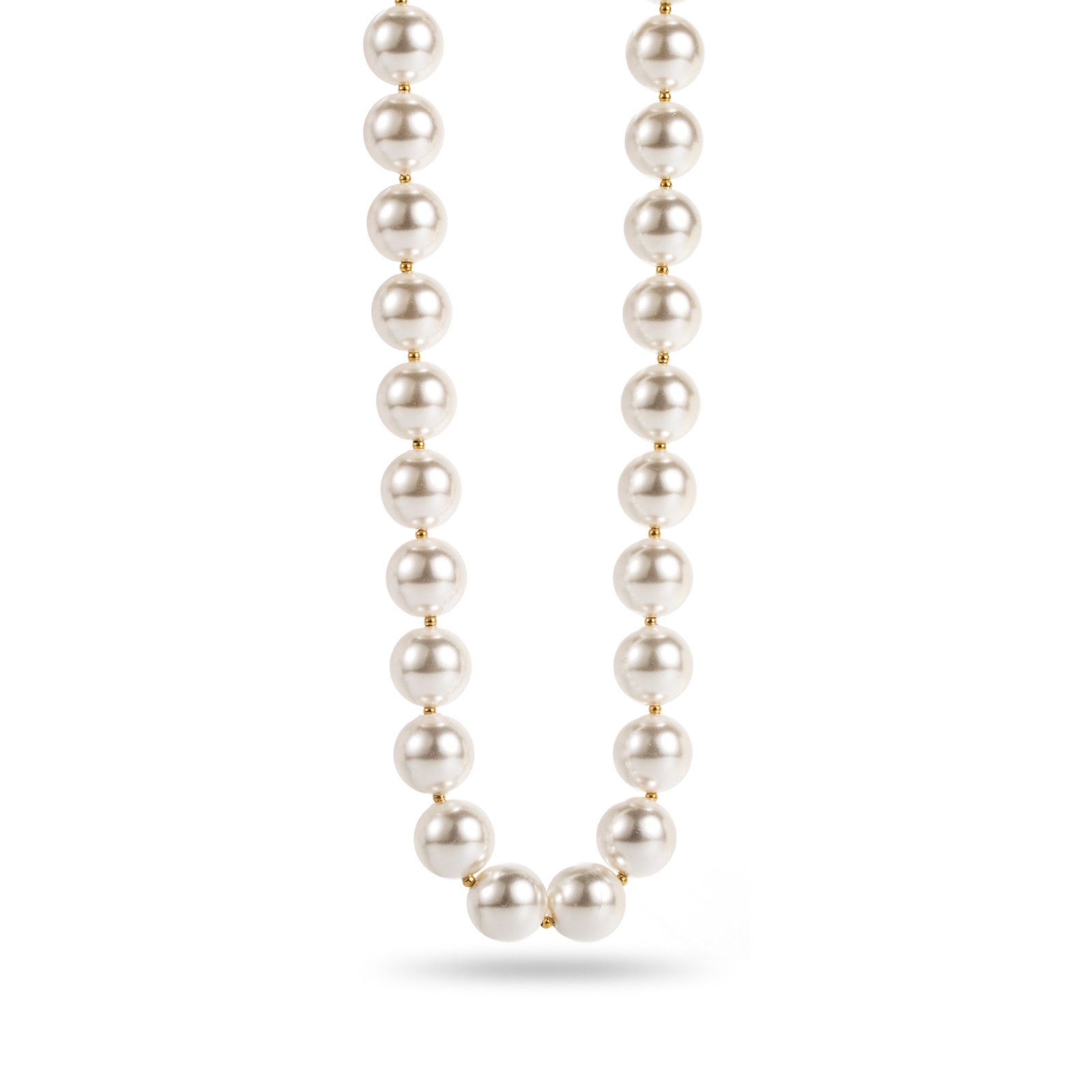 Faux Pearl Necklace with Gold Detail XL