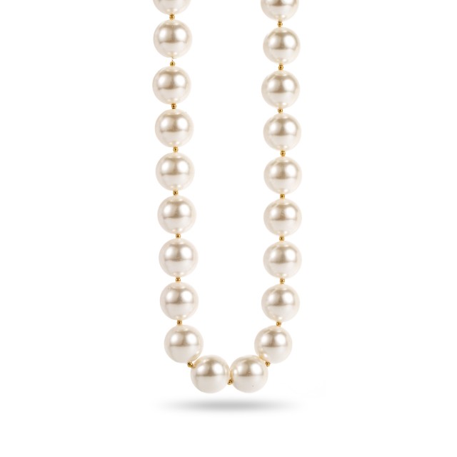 Faux Pearl Necklace with Gold Detail XL