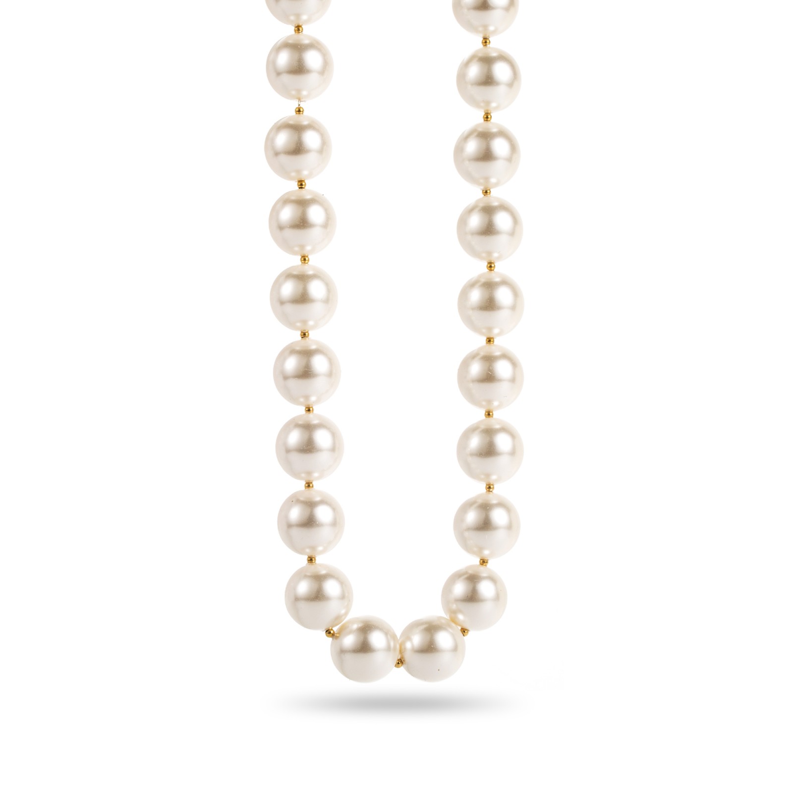 Faux Pearl Necklace with Gold Detail XL