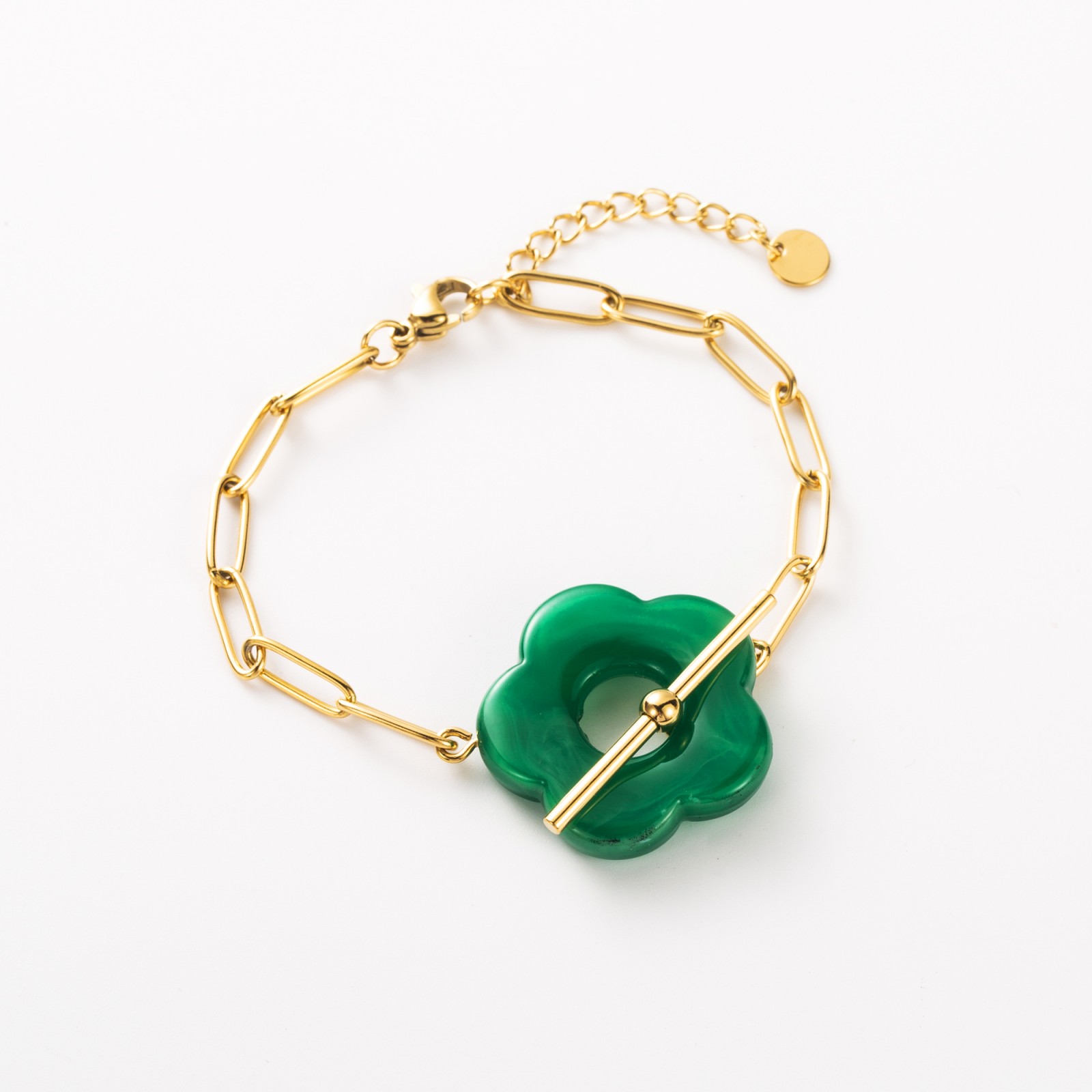 Chain Bracelet with Cabillot Flower Pendant