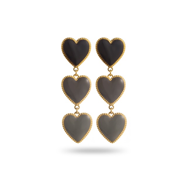 Colored Triple Hearts Pendant Earrings