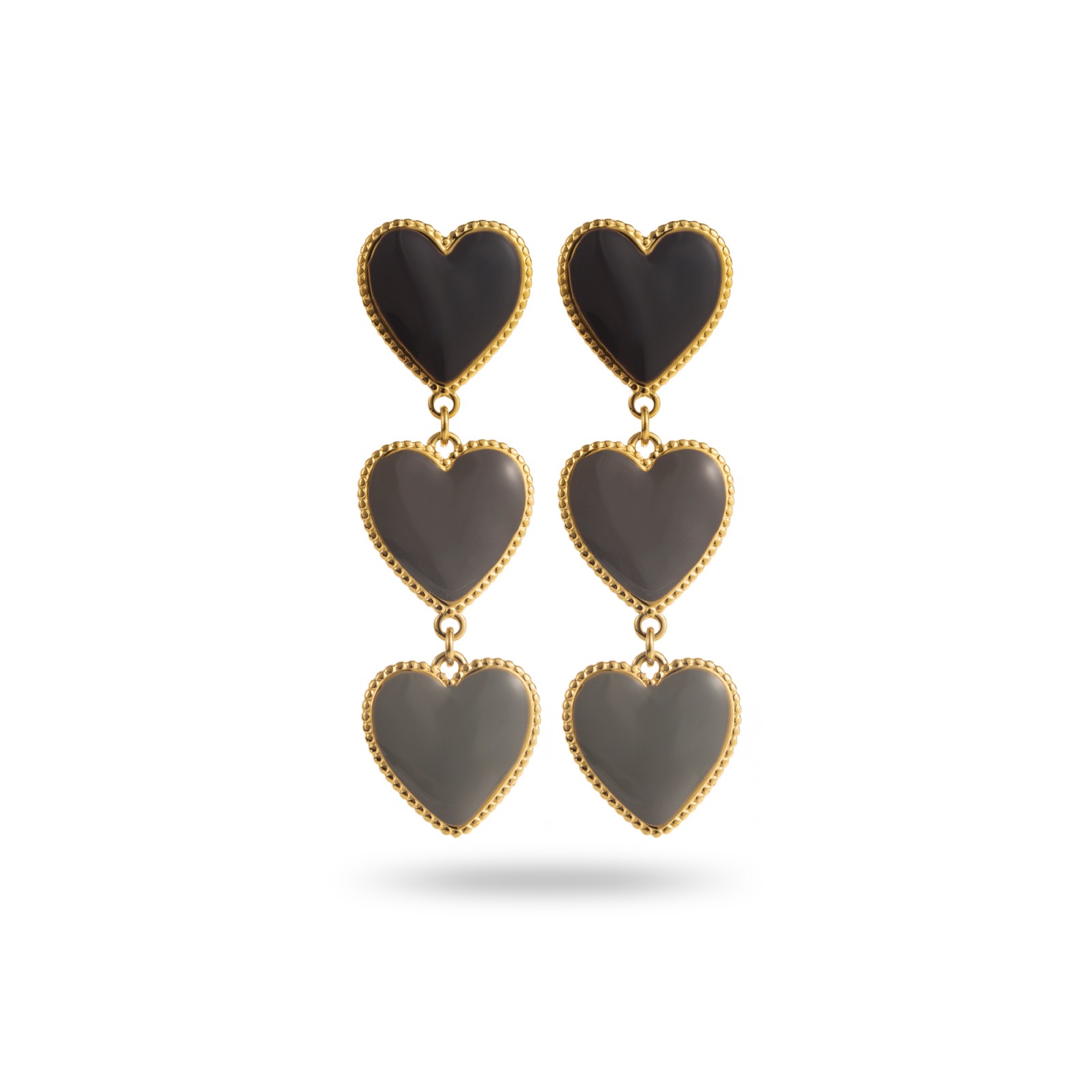 Colored Triple Hearts Pendant Earrings