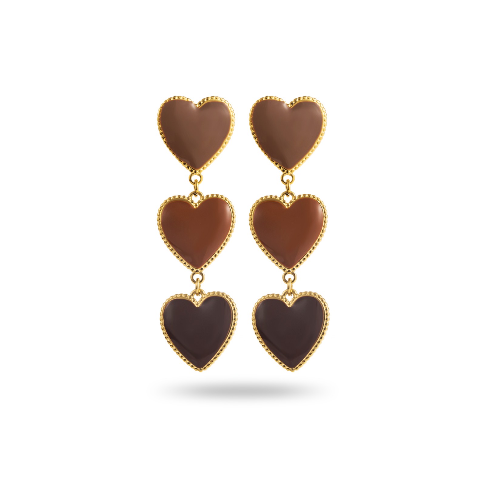 Colored Triple Hearts Pendant Earrings