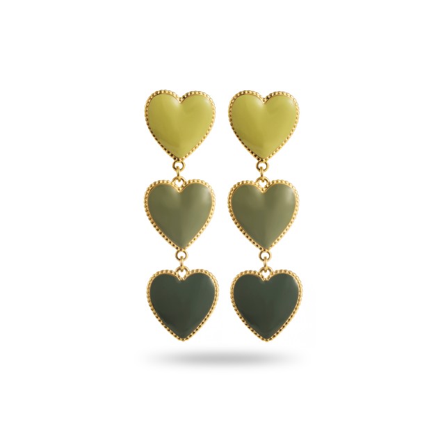 Colored Triple Hearts Pendant Earrings