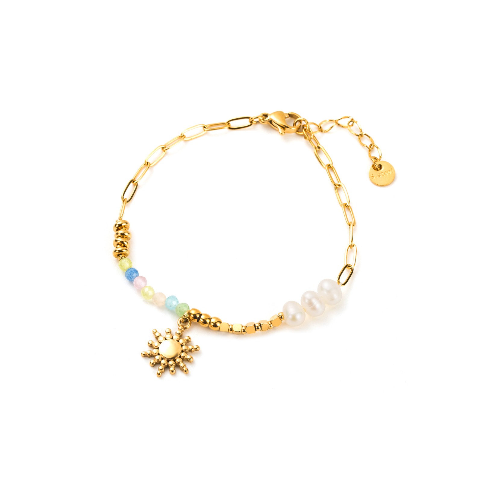 Bracelet Pendentif Soleil avec Perles de Nacre Couleur:Multi-Couleur