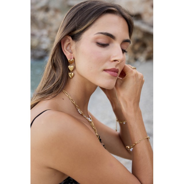 Boucles d'Oreilles Pendantes Trio de Coeur