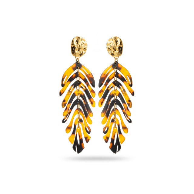 Large Colored Leaf Earrings with Hammered Studs