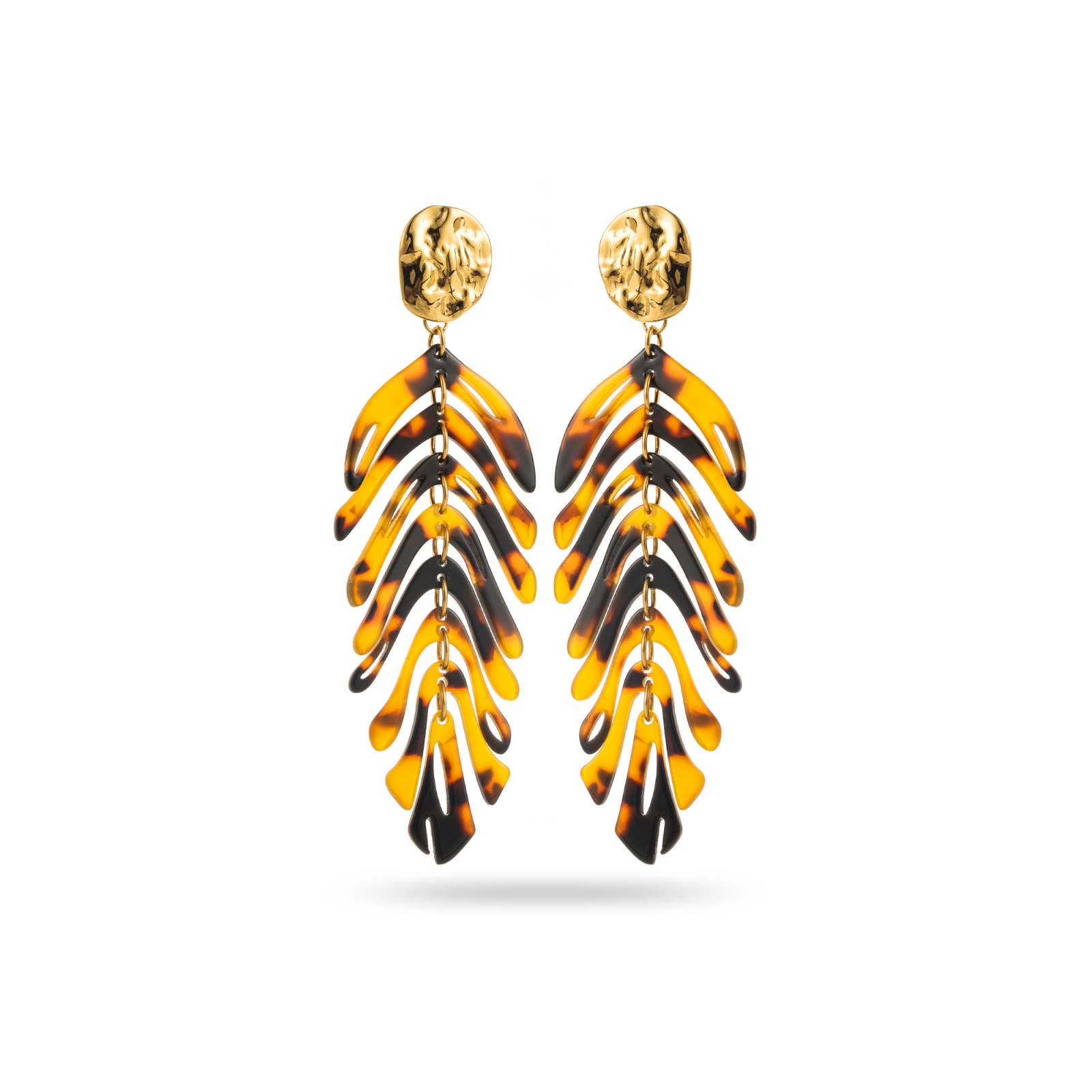 Large Colored Leaf Earrings with Hammered Studs