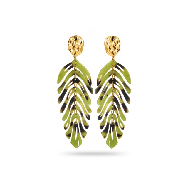 Large Colored Leaf Earrings with Hammered Studs