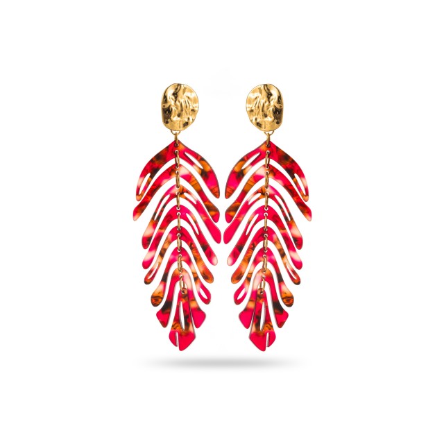 Large Colored Leaf Earrings with Hammered Studs