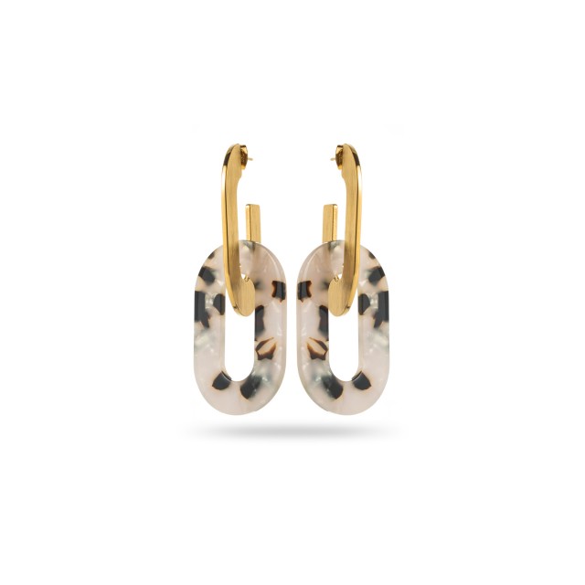 Boucles d'Oreilles Double Anneau Bicolore avec Martelage