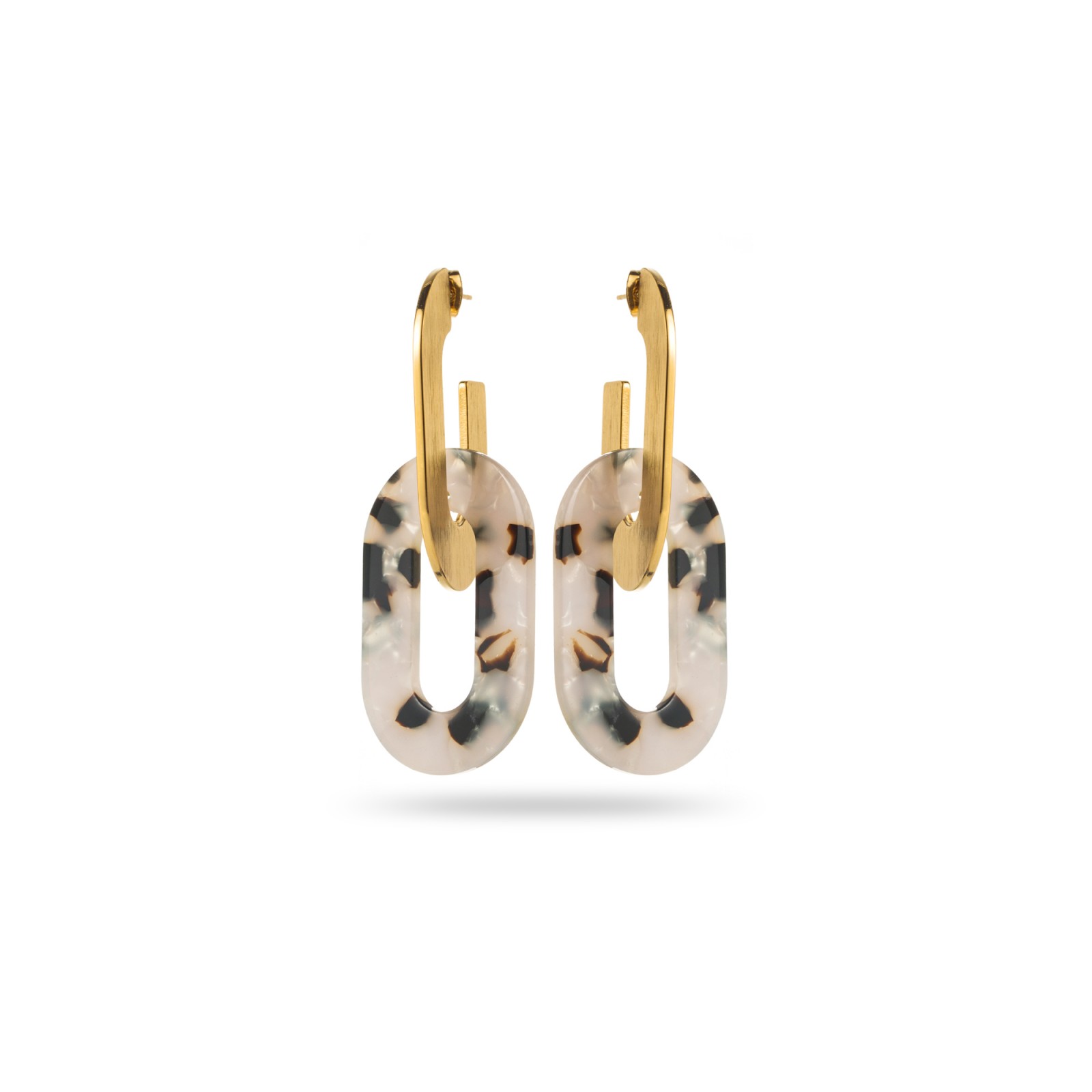 Bicolor Double Ring Earrings with Hammering