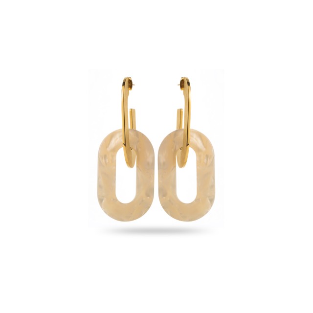 Bicolor Double Ring Earrings with Hammering