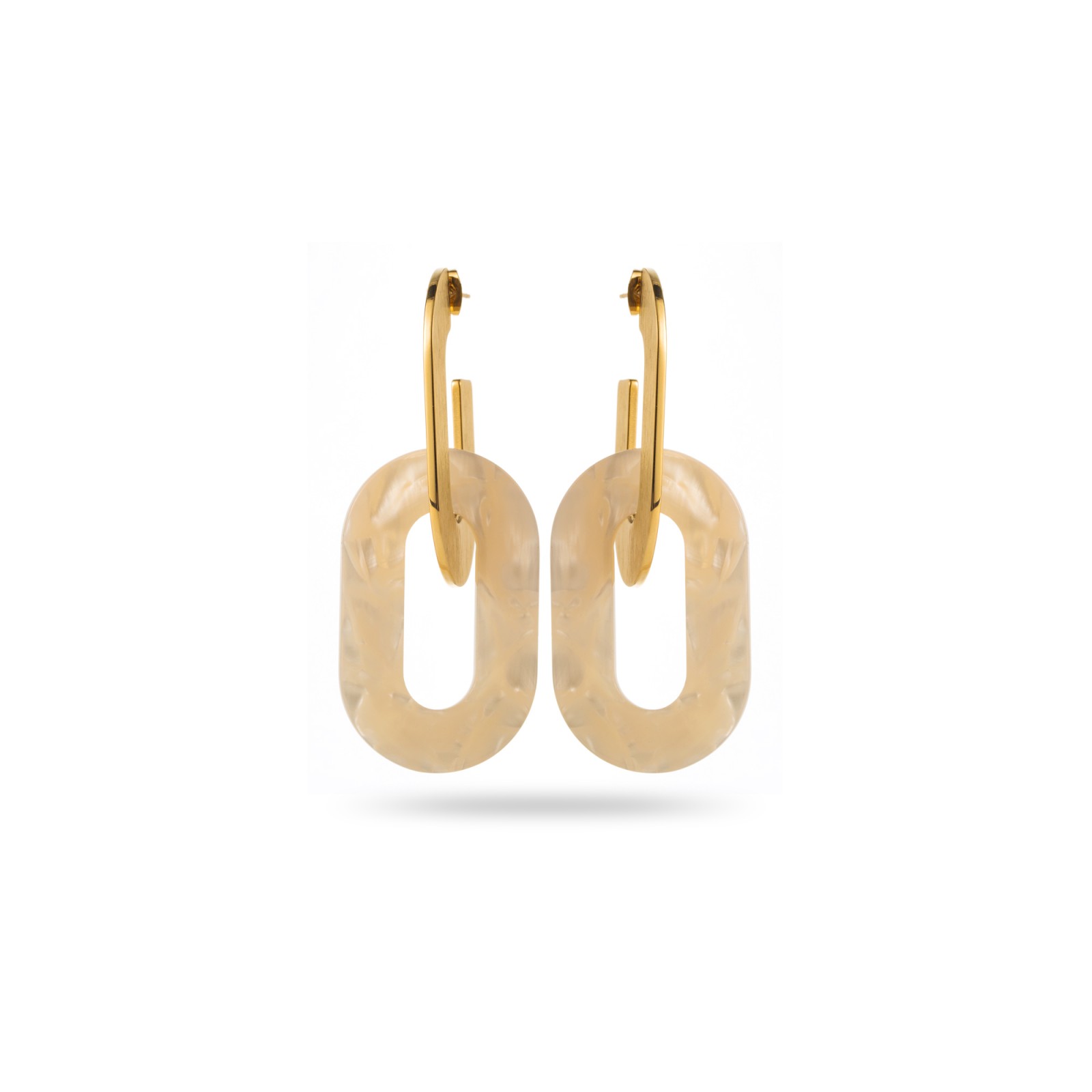 Bicolor Double Ring Earrings with Hammering