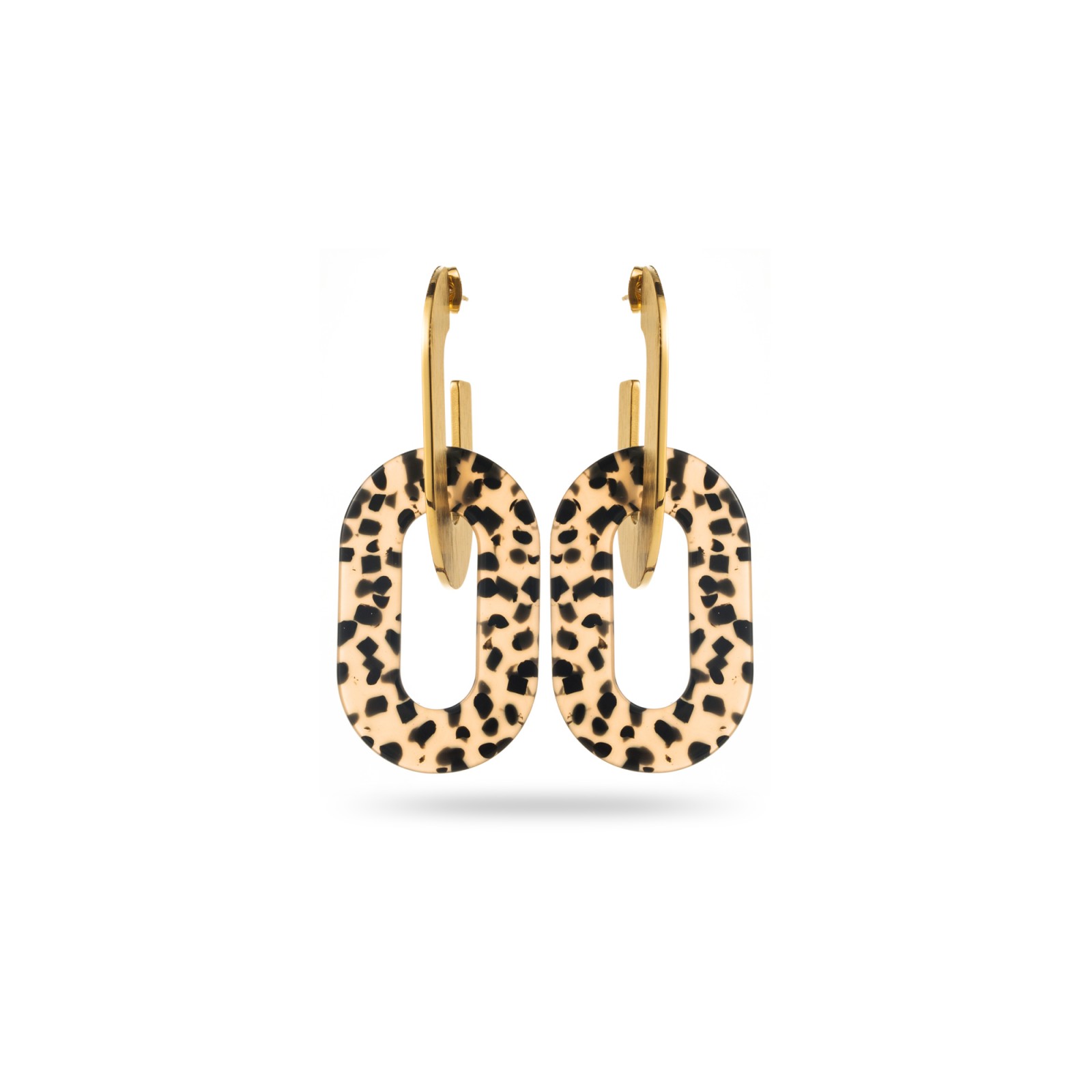 Bicolor Double Ring Earrings with Hammering