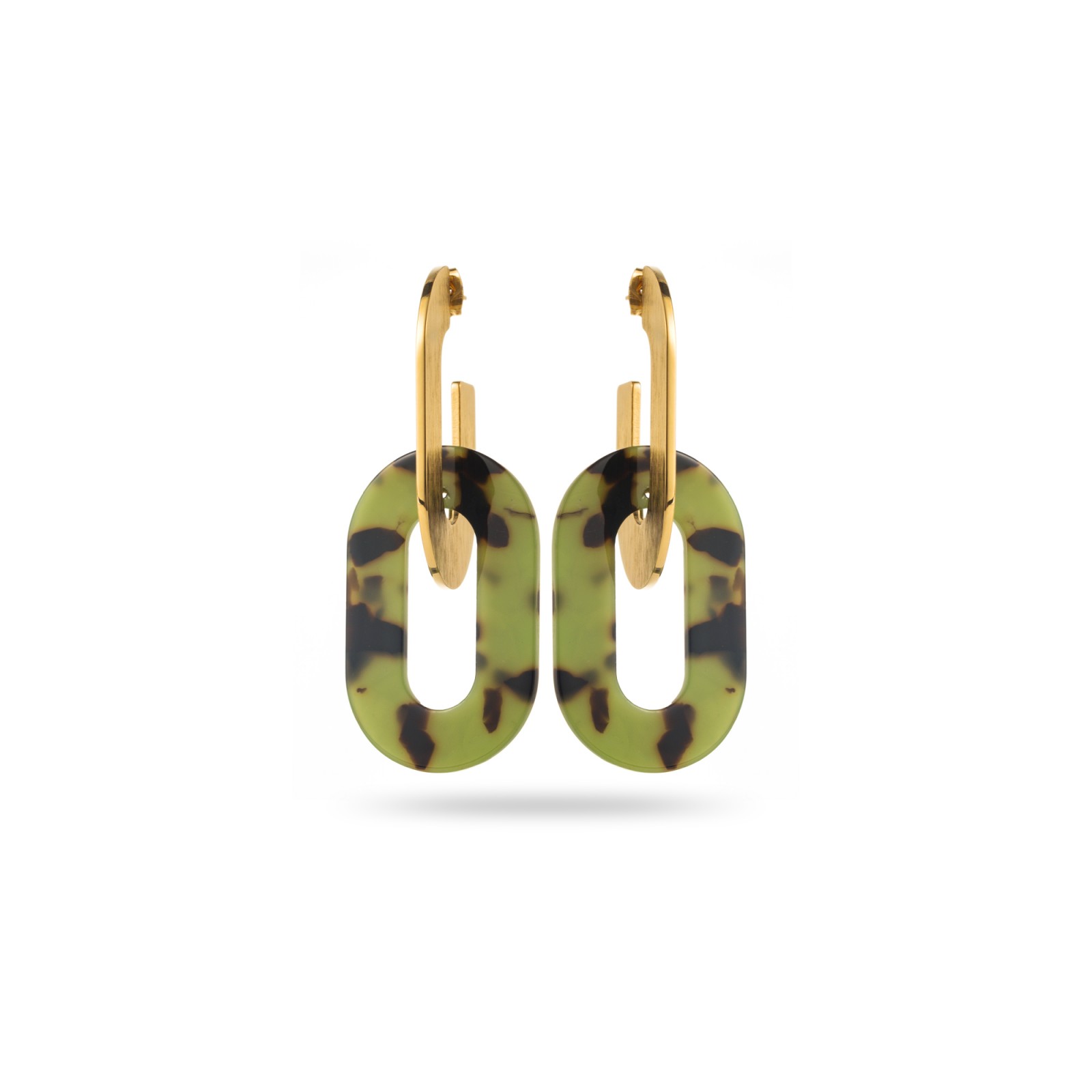 Bicolor Double Ring Earrings with Hammering