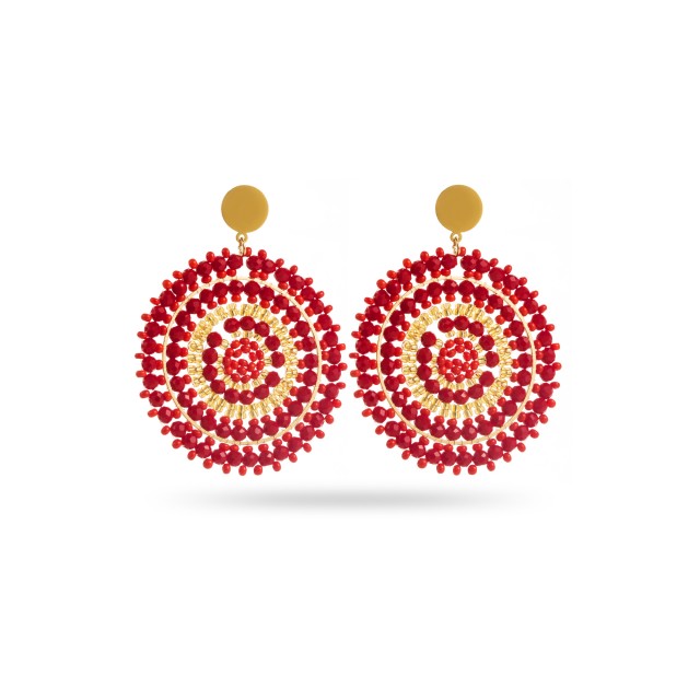 Rosette Earrings with Colored Pearls