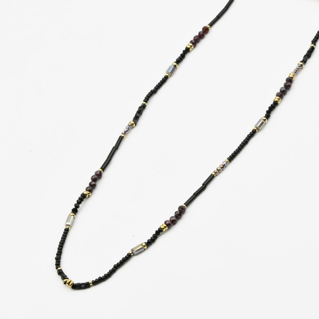 Stainless Steel Multi-rows Necklace Color:Black