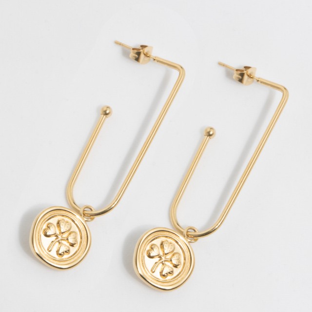 Stainless Steel Dangle Earrings Color:Gold