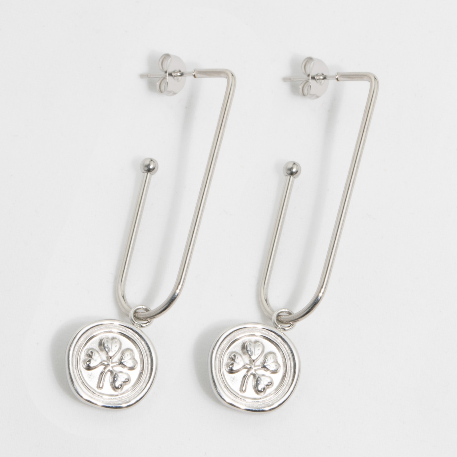 Stainless Steel Dangle Earrings Color:Silver