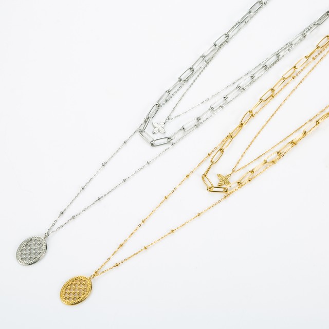 Stainless Steel Multi-rows Necklace 