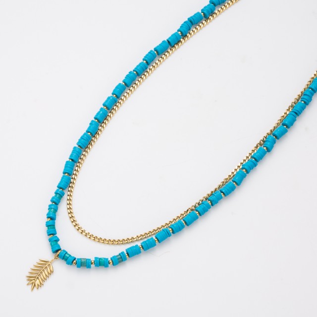 Stainless Steel Necklace (Multi-rows) ST06COL-20229 Color:Blue